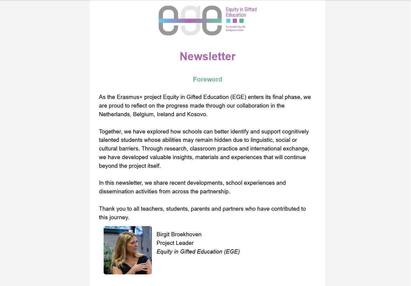 Equity in Gifted Education: read our newsletter!